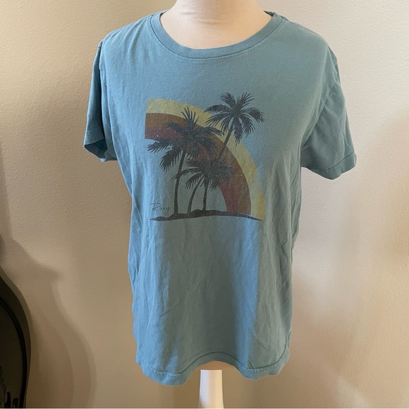 Roxy Palm Trees T-Shirt Blue Size Medium - Picture 1 of 4